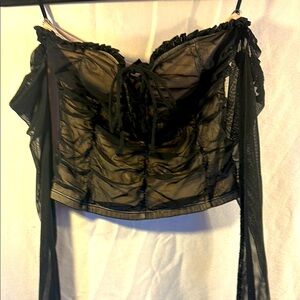 Forever 21 off the shoulder cropped mesh top with mesh sleeves. Small